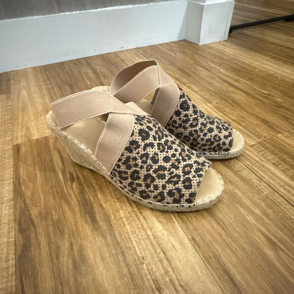Delicious Leopard Espadrille elastic Ankle strap Size 9 - Picture 2 of 6